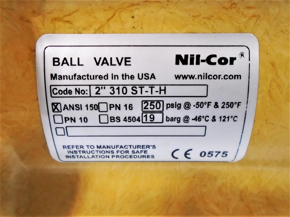 Nil-Cor 2" 150# Fiberglass Ball Valve, Code 2" 310-ST-T-H